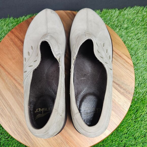 Dansko Abigail Shoes Womens EU 38 US 8.5-9 Taupe Nubuck Leather Slip On Clogs - Picture 7 of 12